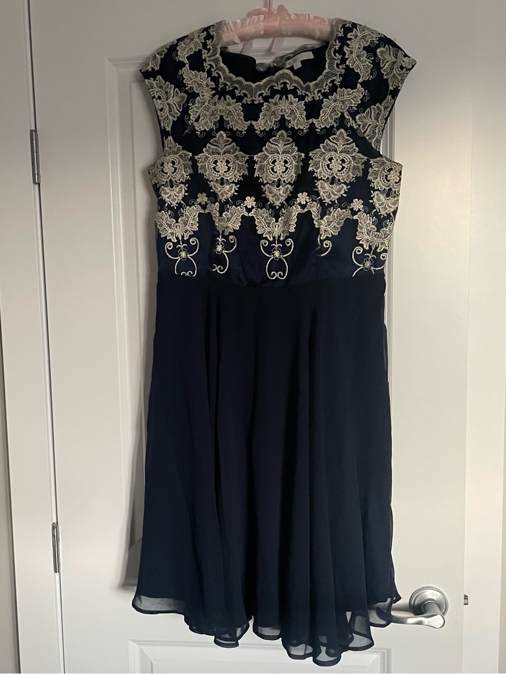 beautiful navy blue with embroidery dress💝
